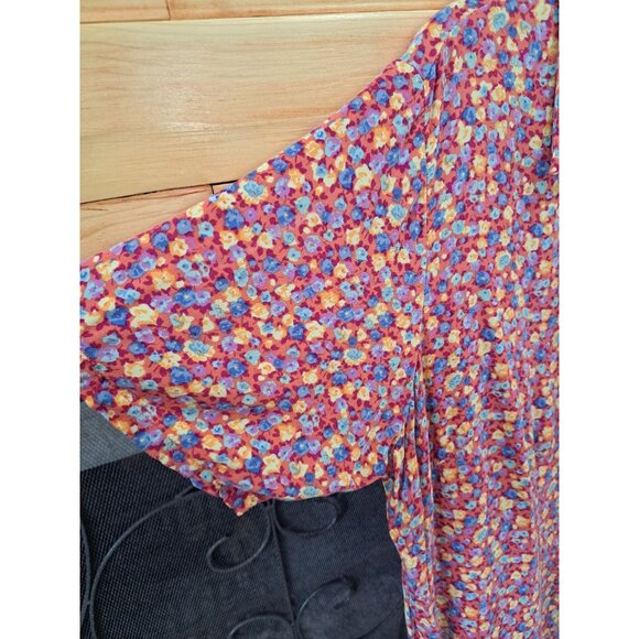 Denim & Co. Womens Floral Button Down Short Sleeve Dress Size 1X Rayon Multicolo - Picture 10 of 10